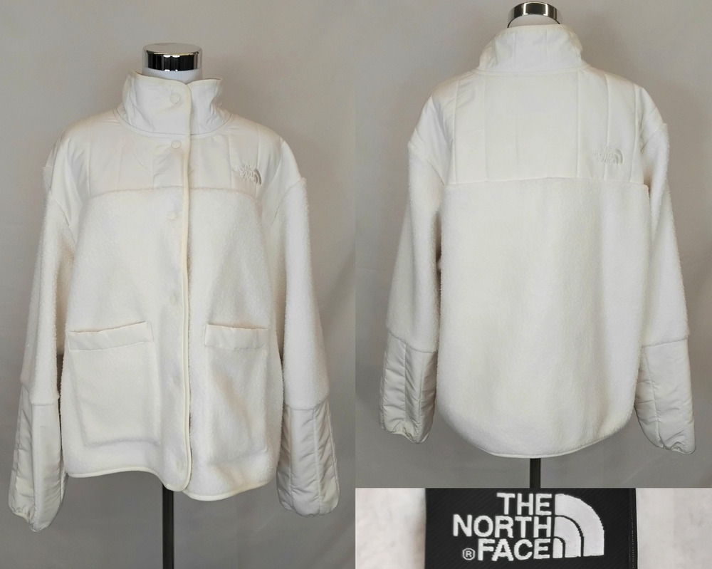 The North Face Cragmont Jacket Women's XXL White Fleece Sherpa Button Up #J5969